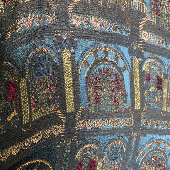 Vintage Chico's Silk Blend Button Up Top Jacket Small Green Blue Gold Pattern - Picture 9 of 15